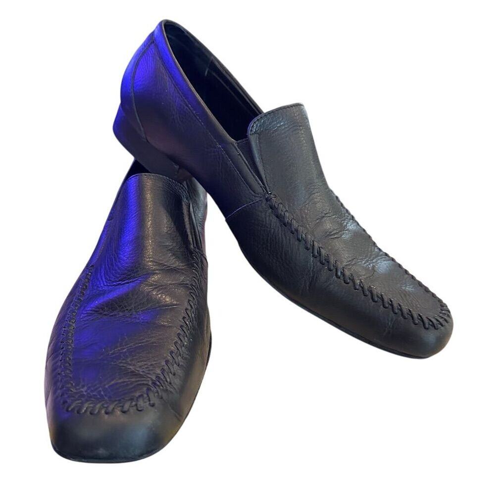 Calvin Klein Men's Black Leather Loafers Size 12M‎ Casual Slip On